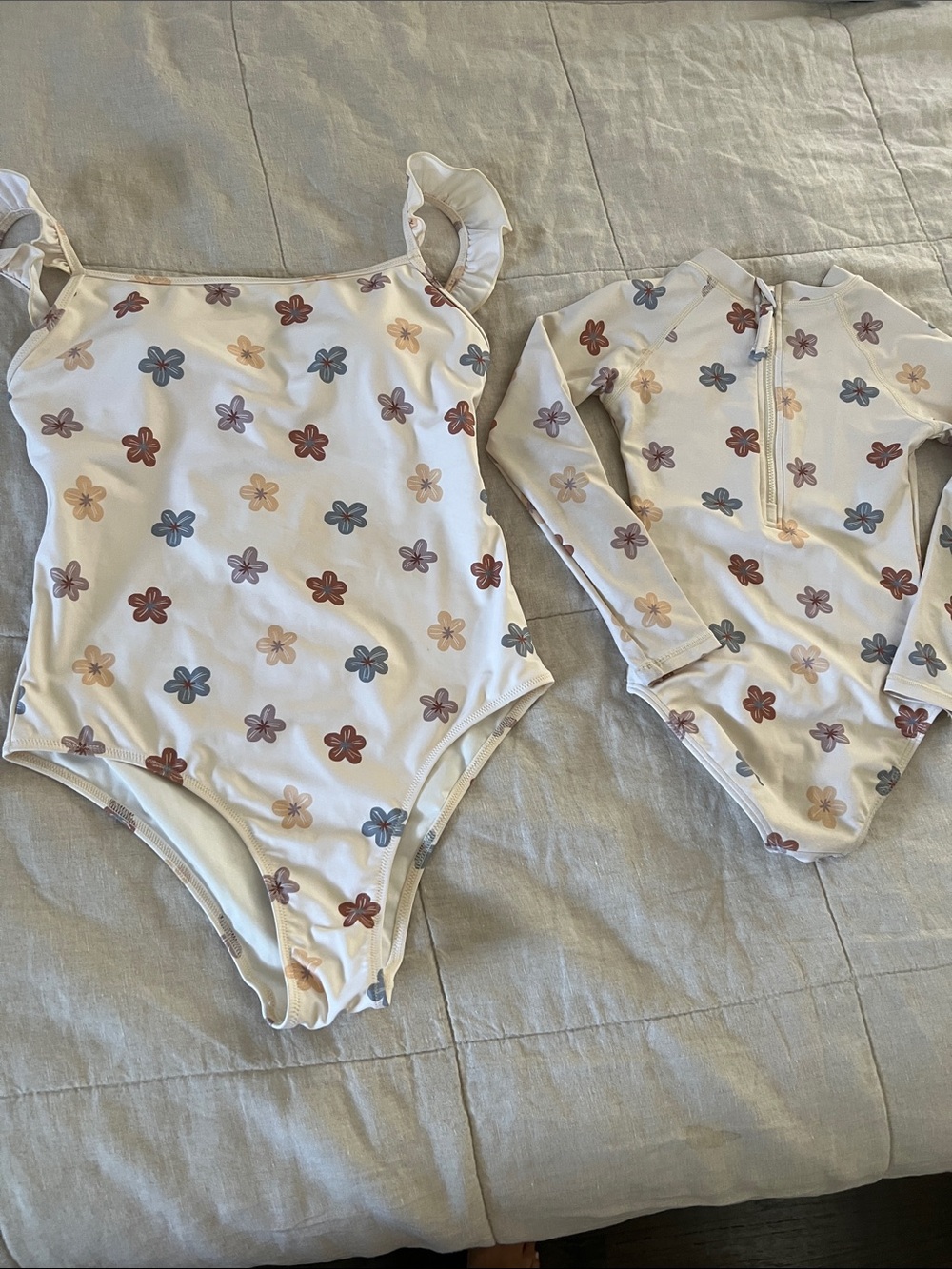 Mommy and Mini Rylee + Cru Ivory Floral Girls One-Piece Swimsuit
